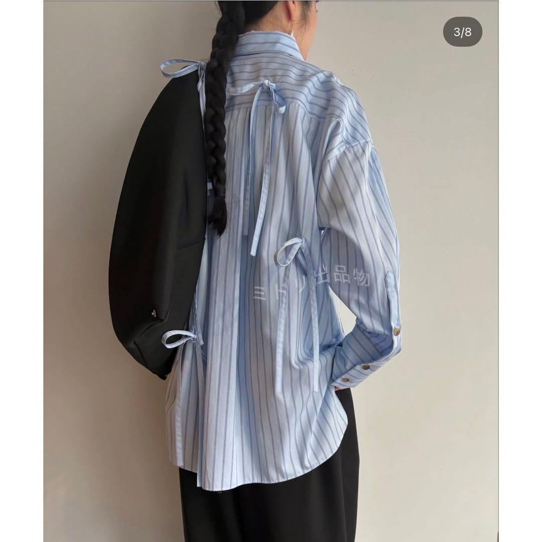 ENFOLD RIBBON SHIRT リボンシャツ　リボンシャツ　ブルー