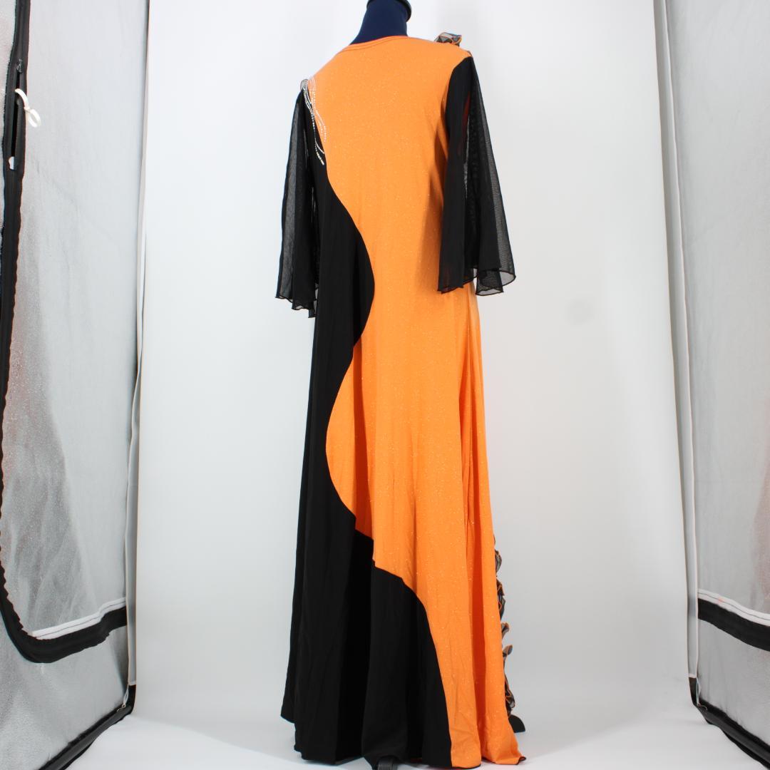 【美品 社交ダンス衣装】ワンピース ドレス 黒 かわいい バイカラー 可愛い