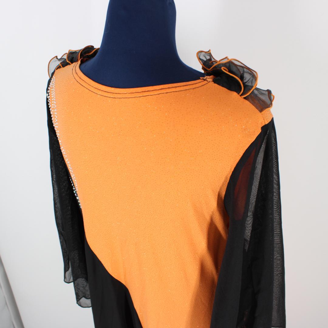 【美品 社交ダンス衣装】ワンピース ドレス 黒 かわいい バイカラー 可愛い