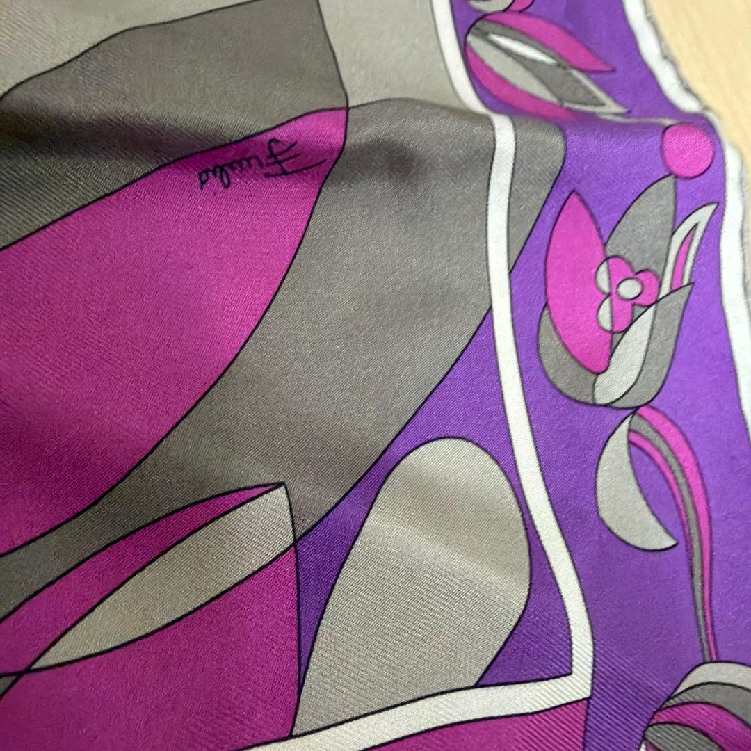 EMILIO PUCCI シルクスカーフ 紫 グレー