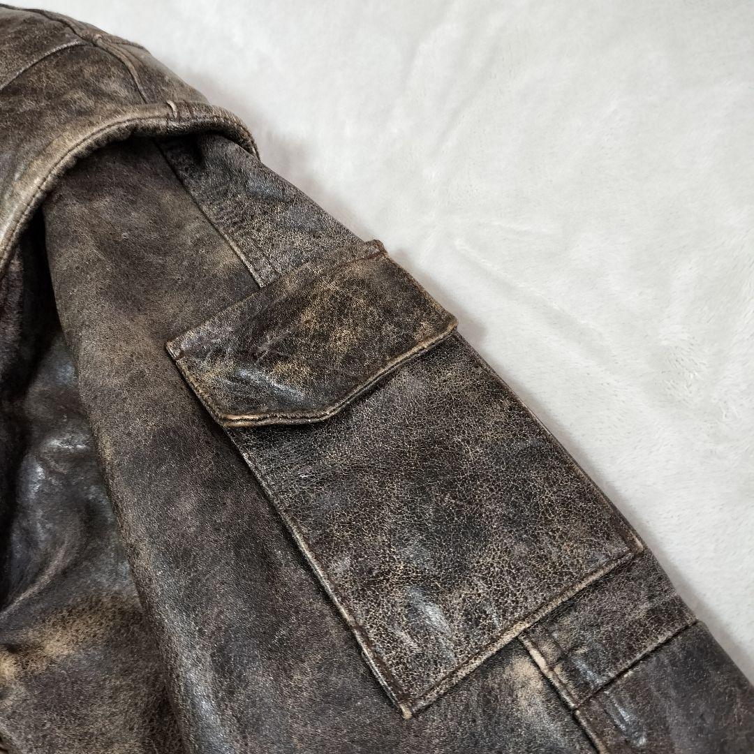 70S 80S　イタリア製　レザージャケット　裏地アメリカ地図柄