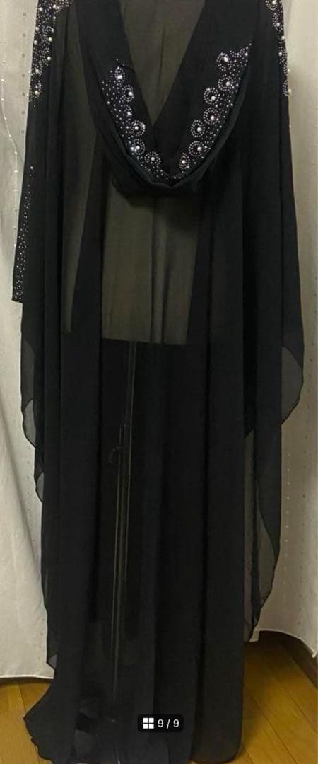 ベリーダンス　ガラベーヤ パール　舞台 ハリージドレス ブラック　衣装　ビジュ