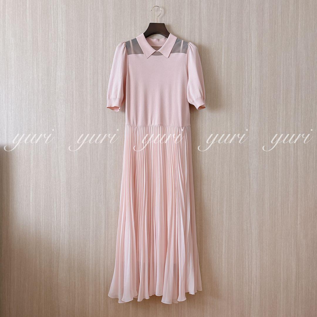 【186】アナイ　衿付きプリーツドッキング ワンピース　B