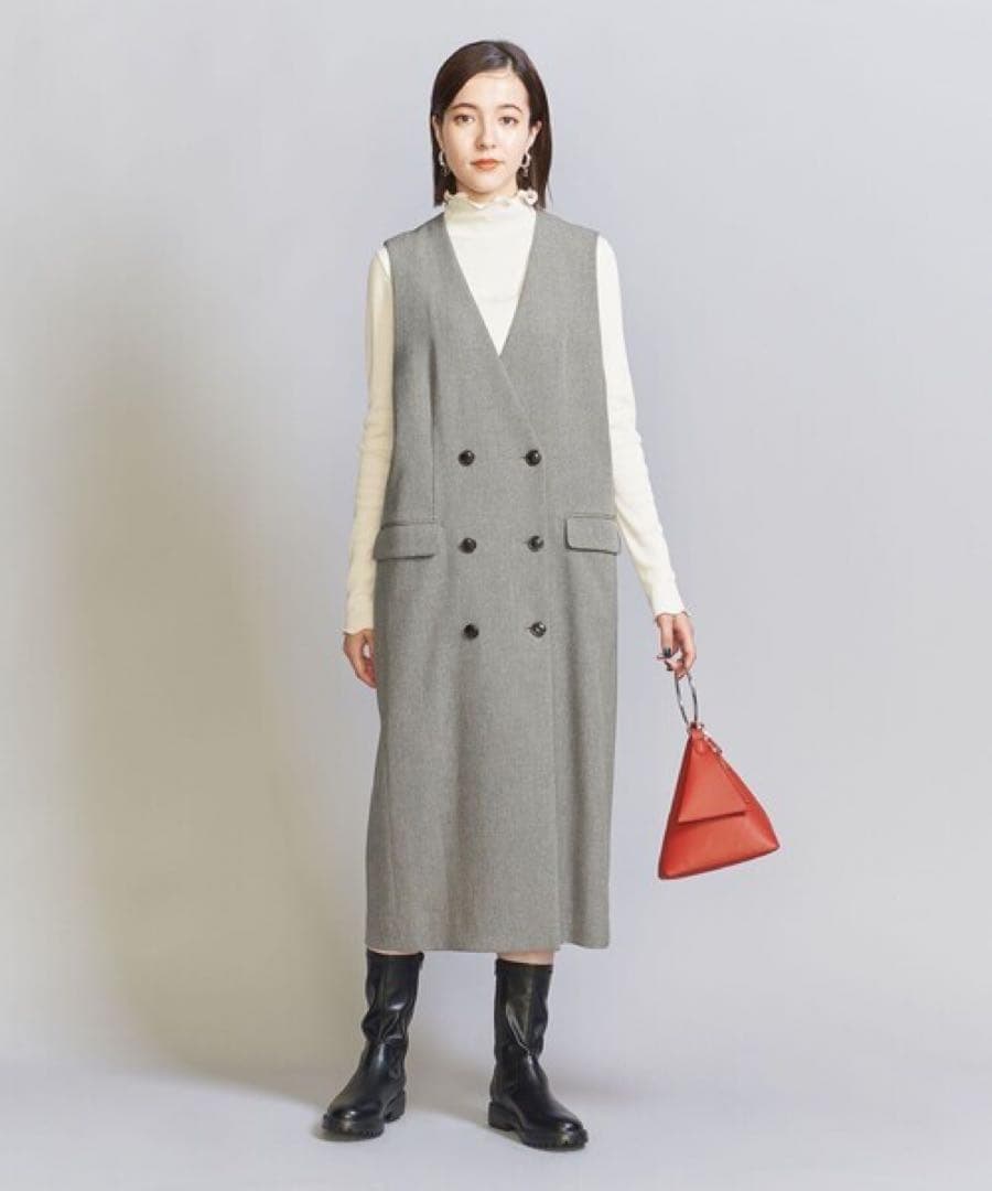 美品　ビューティアンドユース　ツイルジャンパースカート＆ジレ　ロングジレ XS