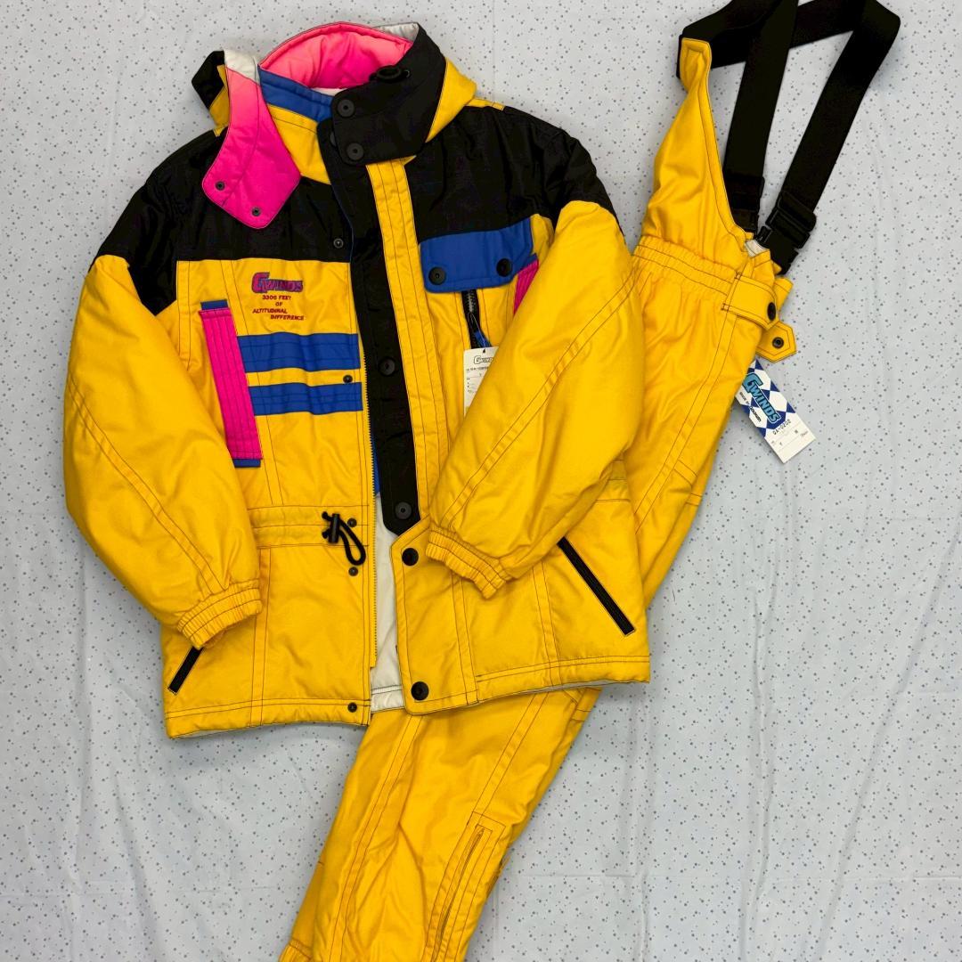 【新品未使用】ゴールドウイン スキーウェア 上下セット M レトロ 派手 黄