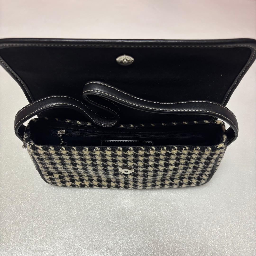 COACH オールドコーチ 白x黒 千鳥格子柄 ミニハンドバッグ肩掛け 8901