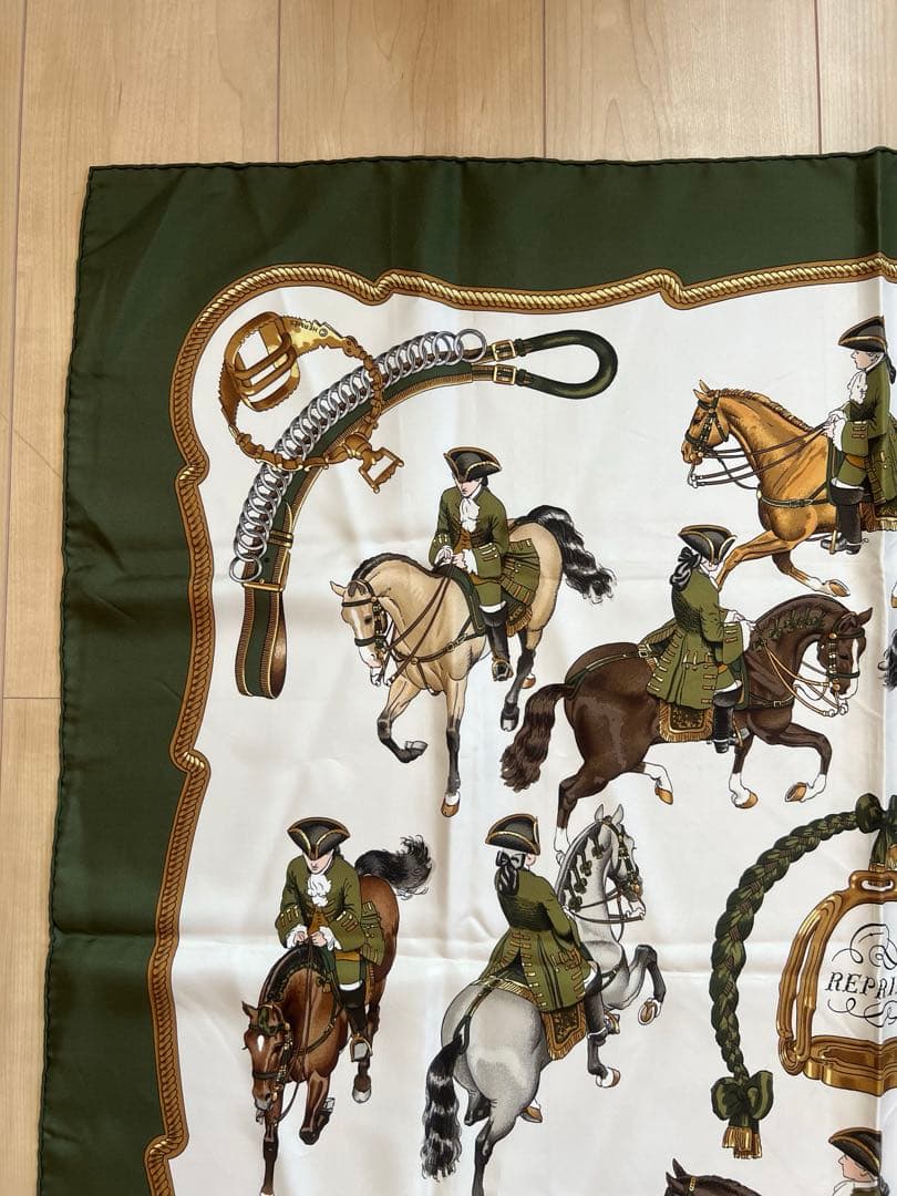 【最終価格】エルメス HERMES スカーフ カレ90 シルク 乗馬風景 馬