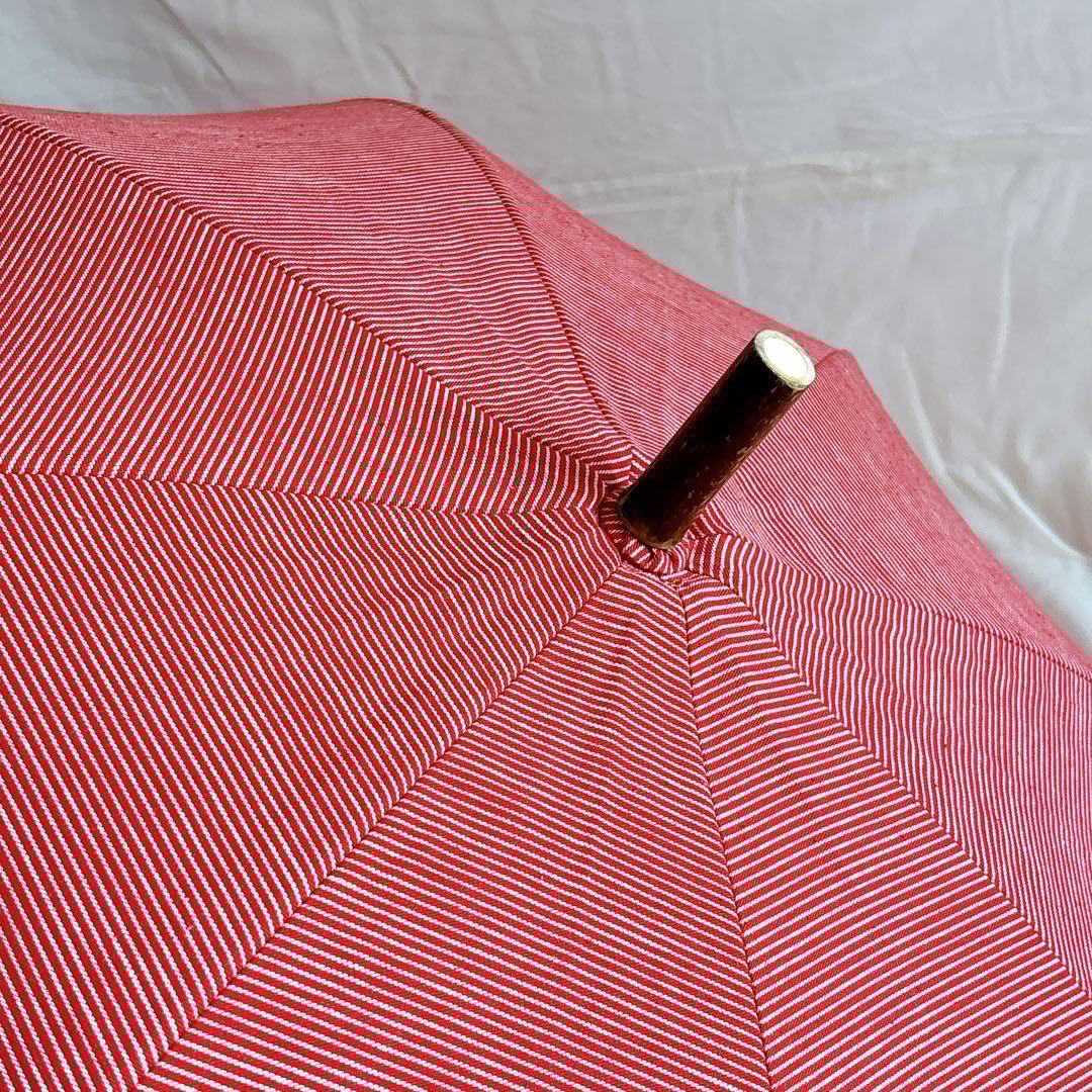 45R 45rpm 日傘 ケース付き ヒッコリー　RED 赤　ストライプ　長傘