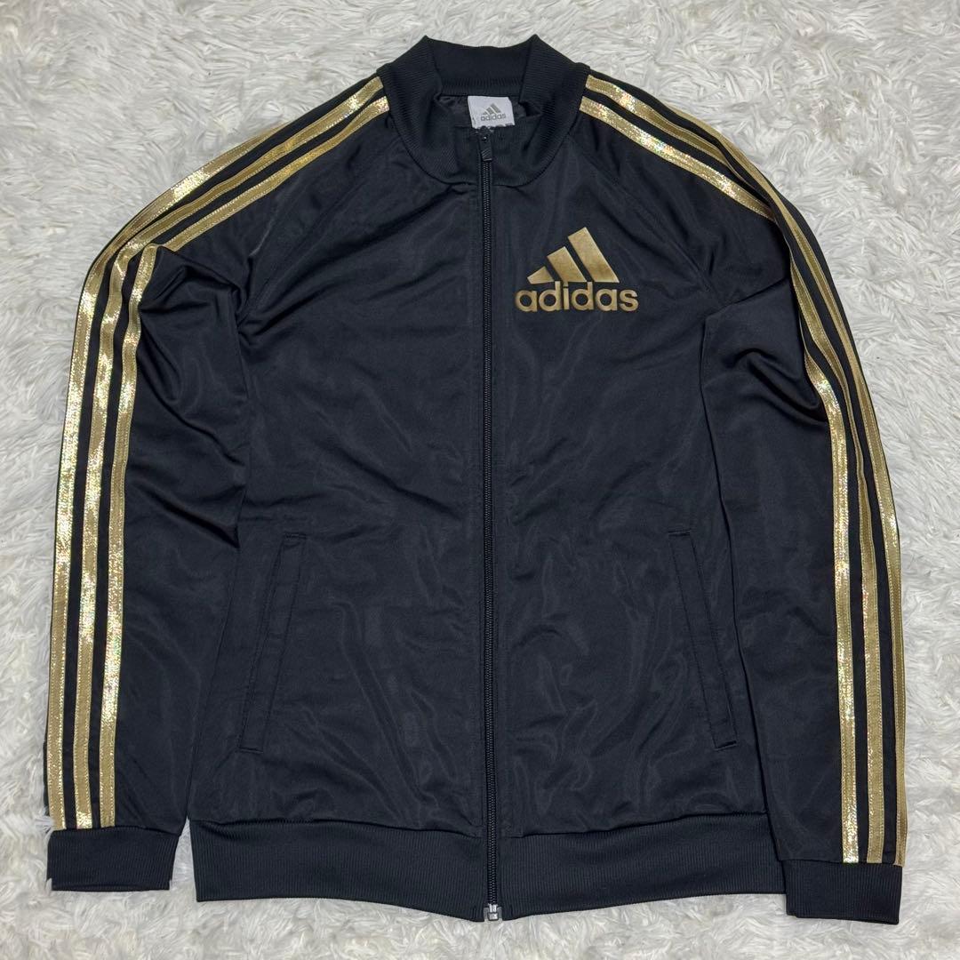adidas アディダス セットアップ トラックジャケット パンツ 黒金 L