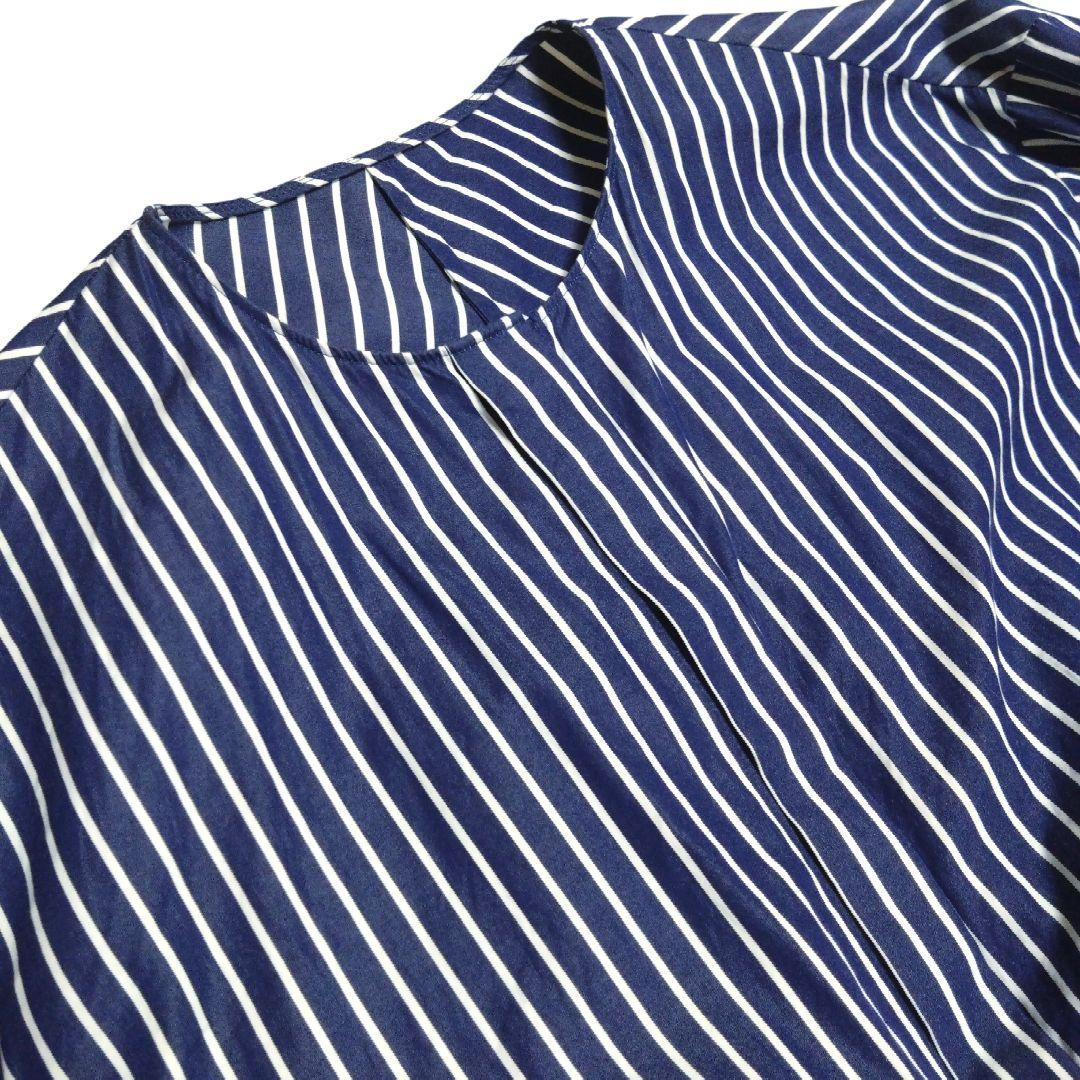 IENAイエナストライプ柄フリルスリーブシャツブラウス