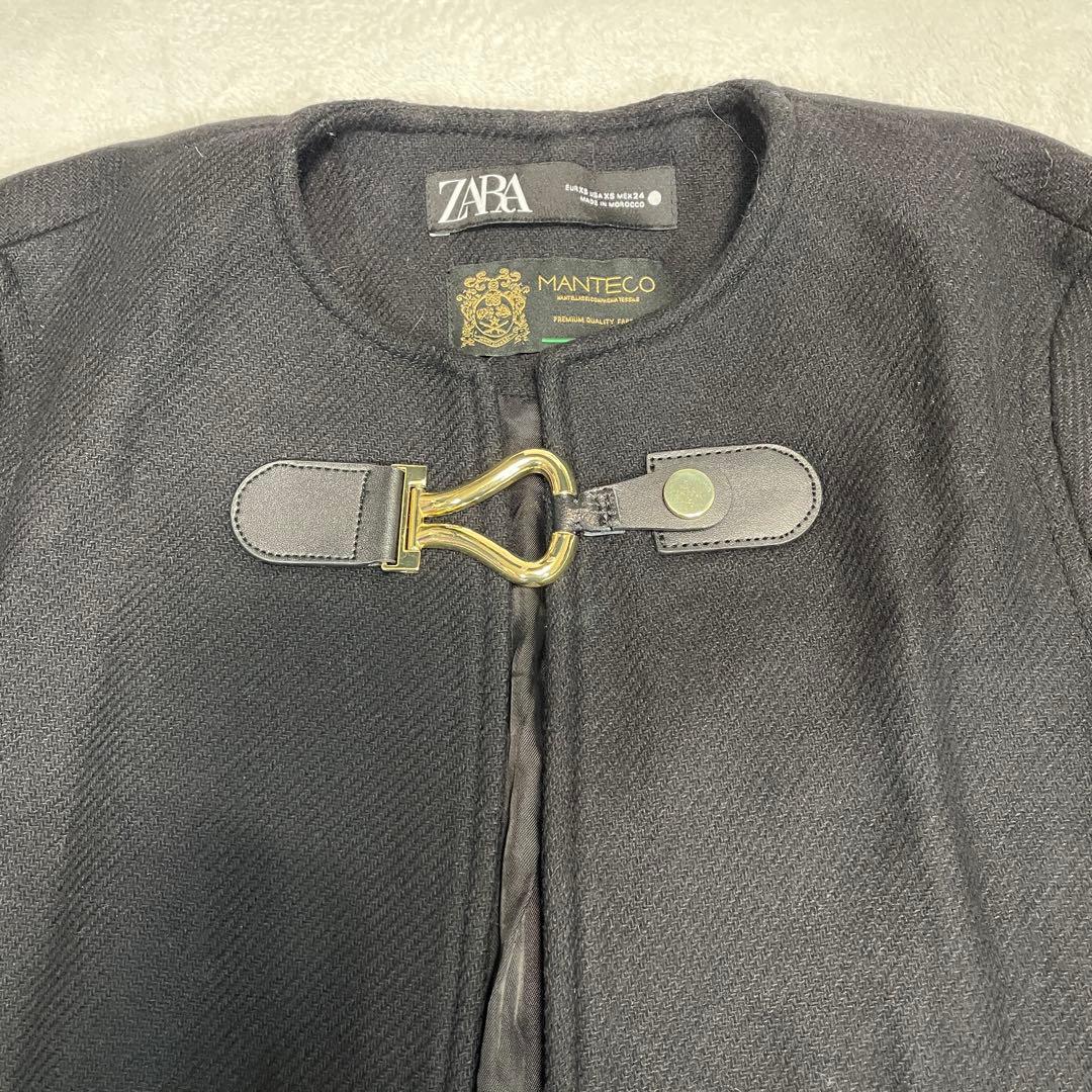 ZARA MANTECO ケープコート ポンチョ 金具留め 黒 ザラ マンテコ