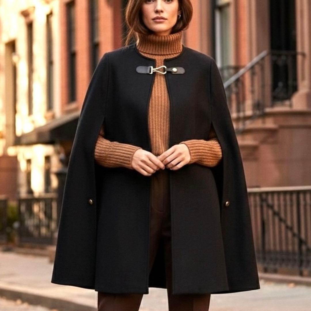 ZARA MANTECO ケープコート ポンチョ 金具留め 黒 ザラ マンテコ