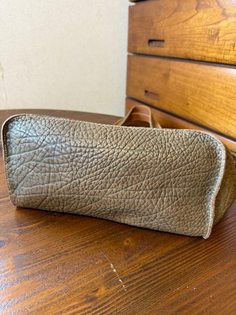 genten オリーブグリーン レザートートバッグ