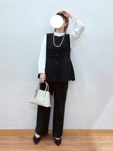 GLOBAL WORK　ペプラムベストとウツクシルエットワイドパンツ　黒