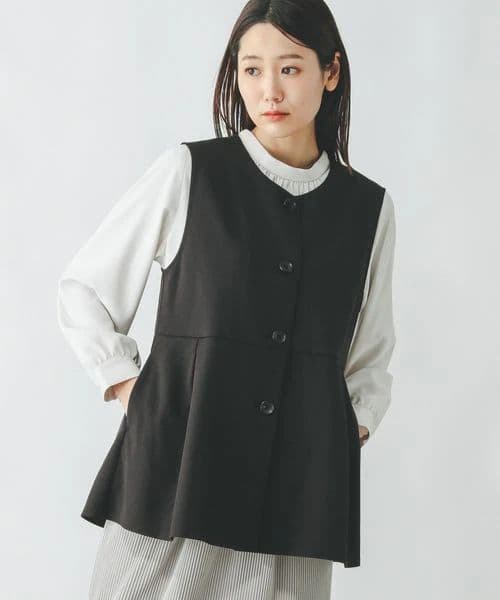 GLOBAL WORK　ペプラムベストとウツクシルエットワイドパンツ　黒