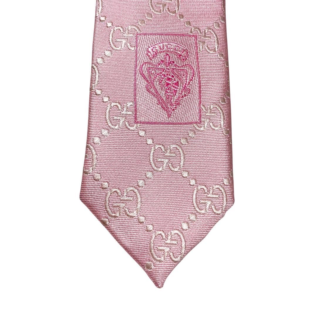 【美品】グッチ GG柄 イタリア製 シルク100% ピンク GUCCI ネクタイ