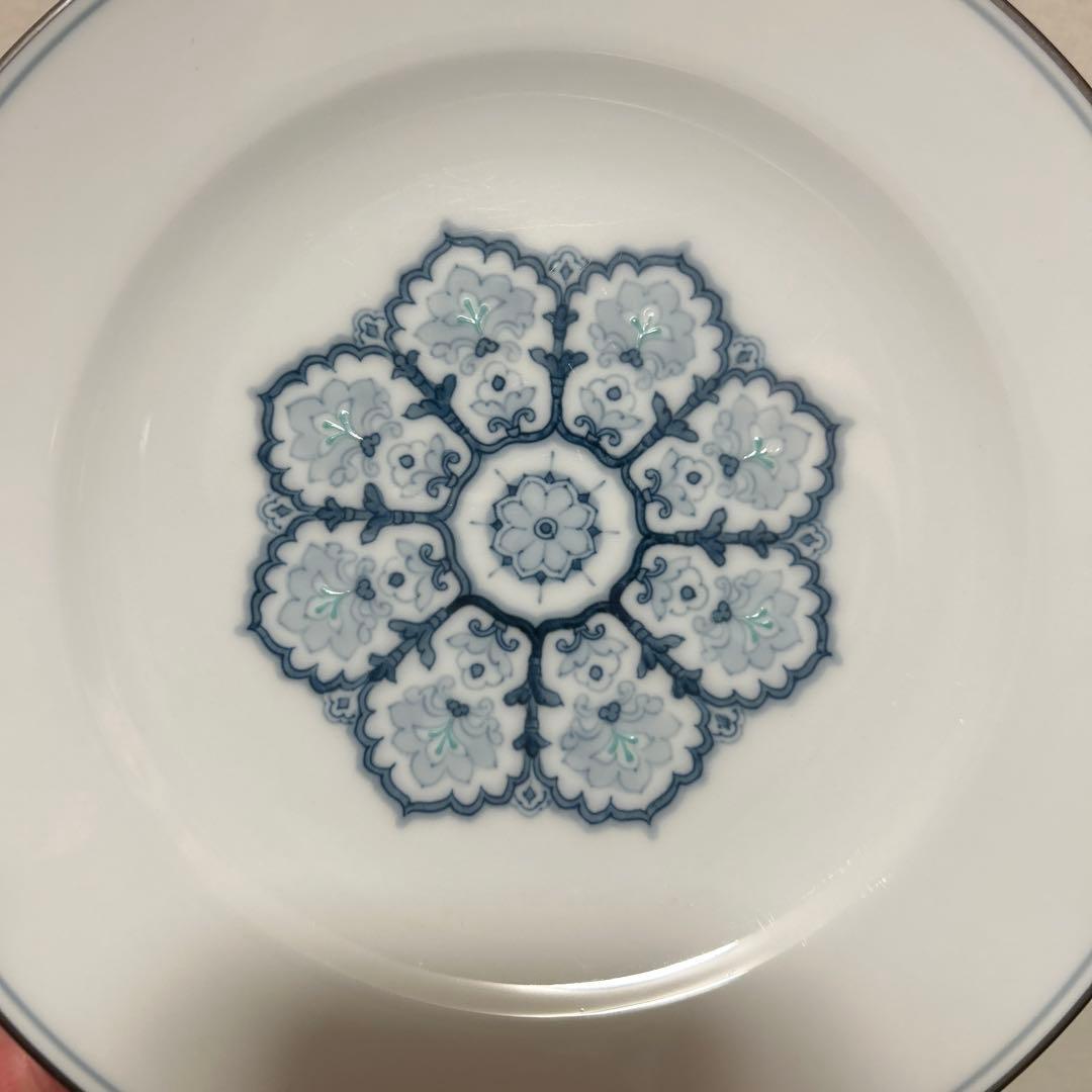 大倉陶園　呉須正倉院　デザートプレート　20cm プラチナ彩　手描き