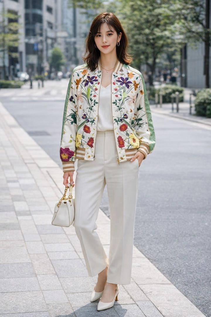 【ガブリエル】フローラルプリント　ボンバージャケット　花柄