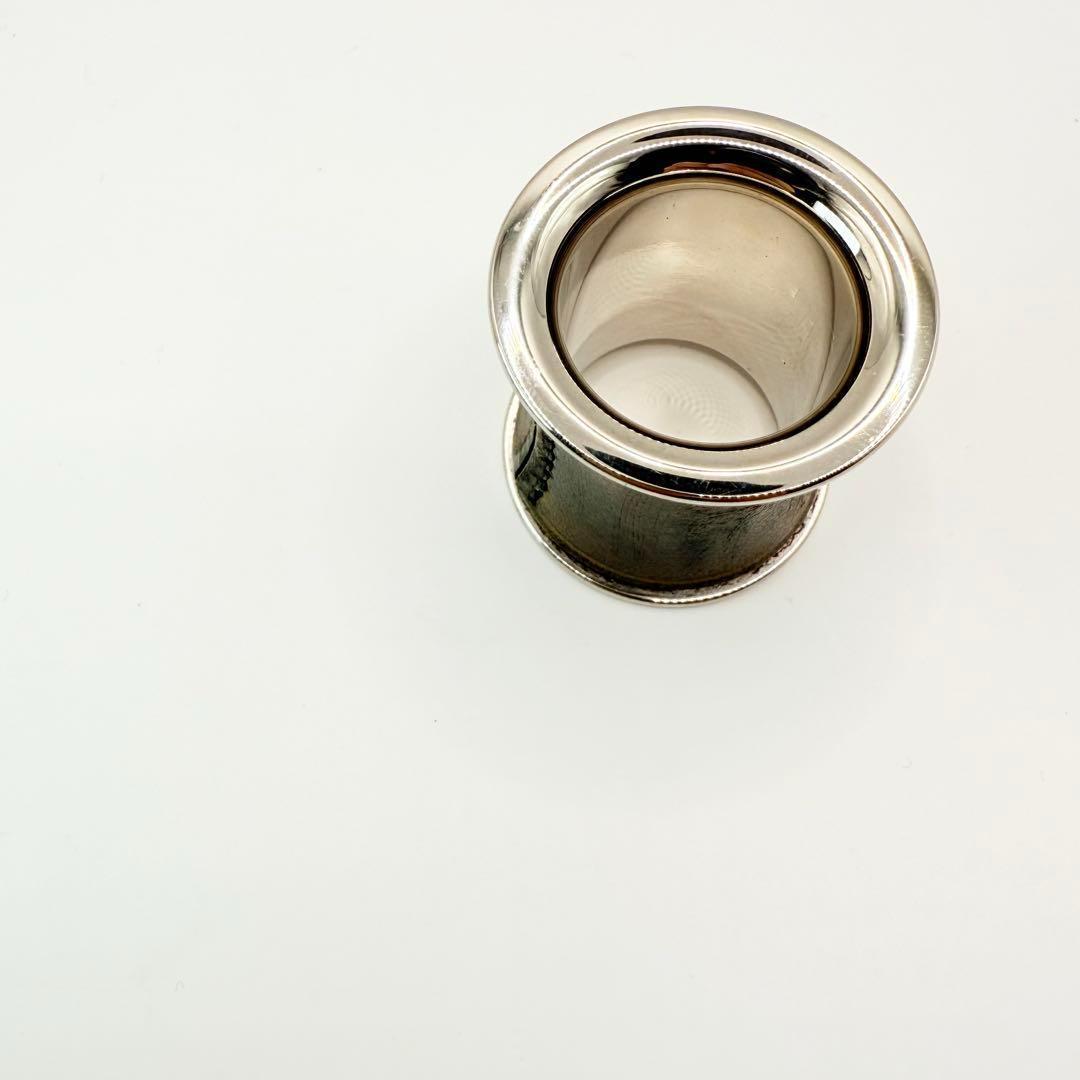 【美品】HERMES エルメス　スカーフリング　筒型シリンダー　シルバー　レザー