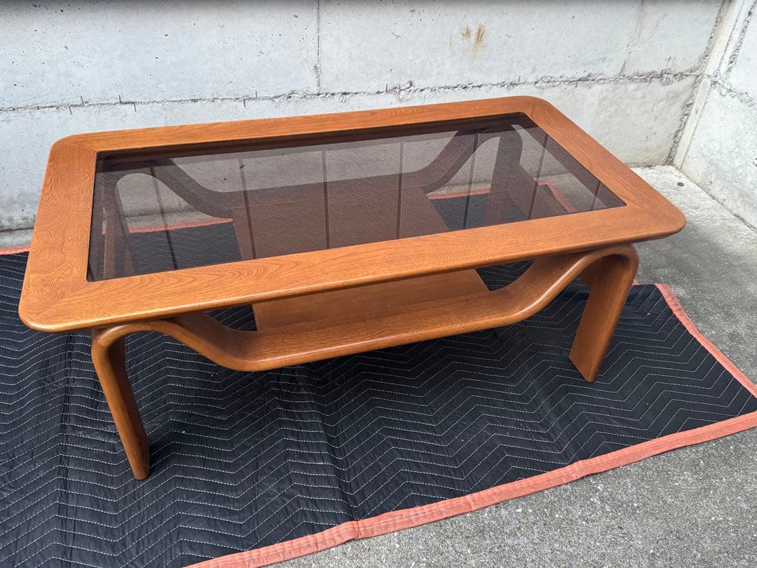 アサヒ木工　朝日木工　曲木　ガラス　センターテーブル　コーヒーテーブル