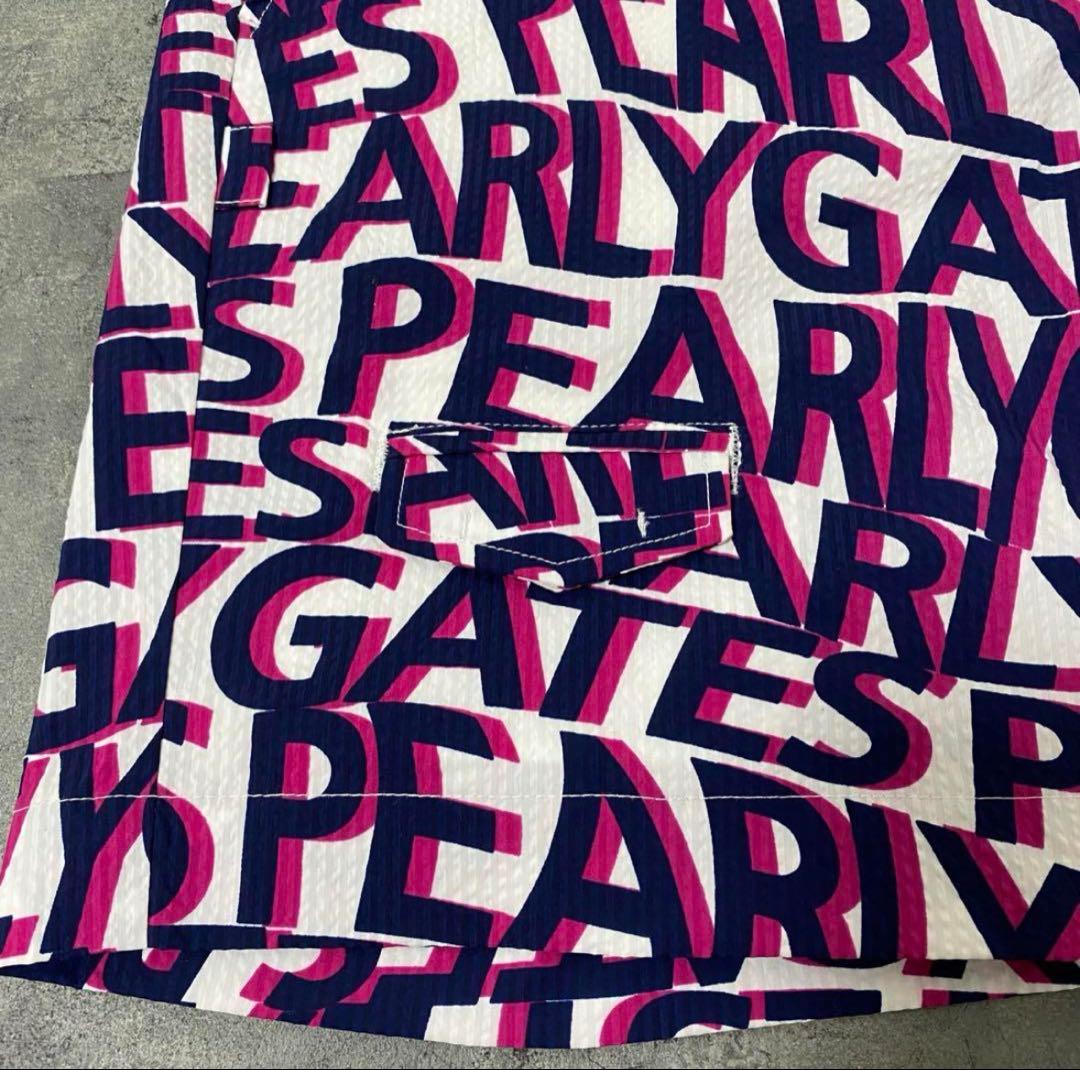 【新品】パーリーゲイツ　ショートパンツ　ハーフパンツ　Lサイズ　ピンク　英字総柄