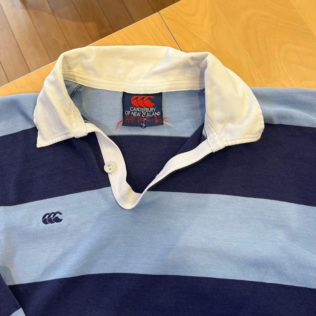 2000円引 Canterbury ラガーシャツ 青/白　ビンテージ