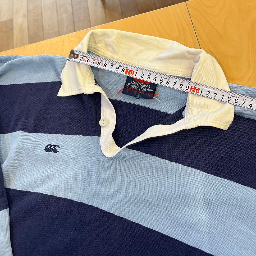 2000円引 Canterbury ラガーシャツ 青/白　ビンテージ