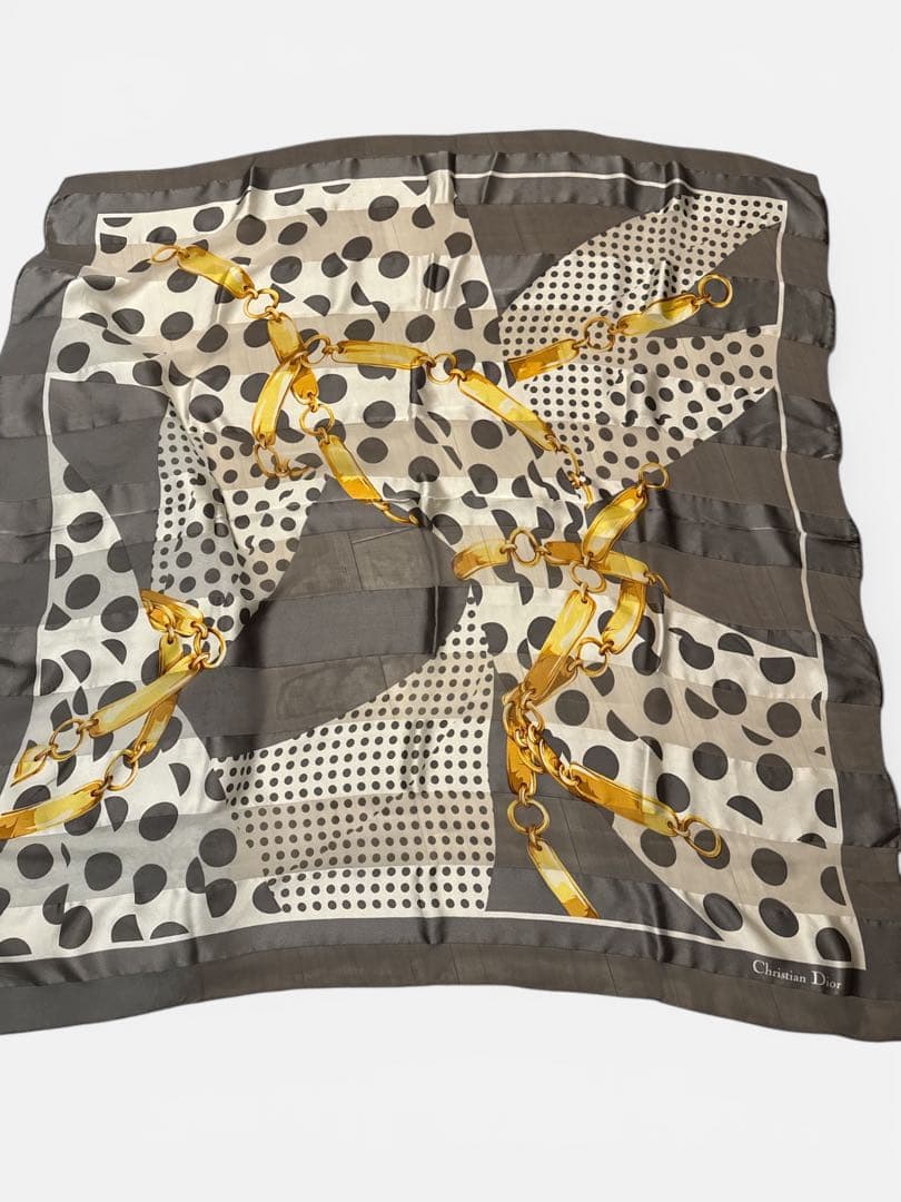 Christian Dior シルクシフォンスカーフ ドット柄