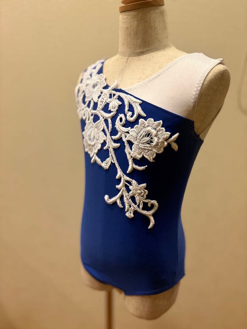 バトン衣装　青・白切替レオタード　130