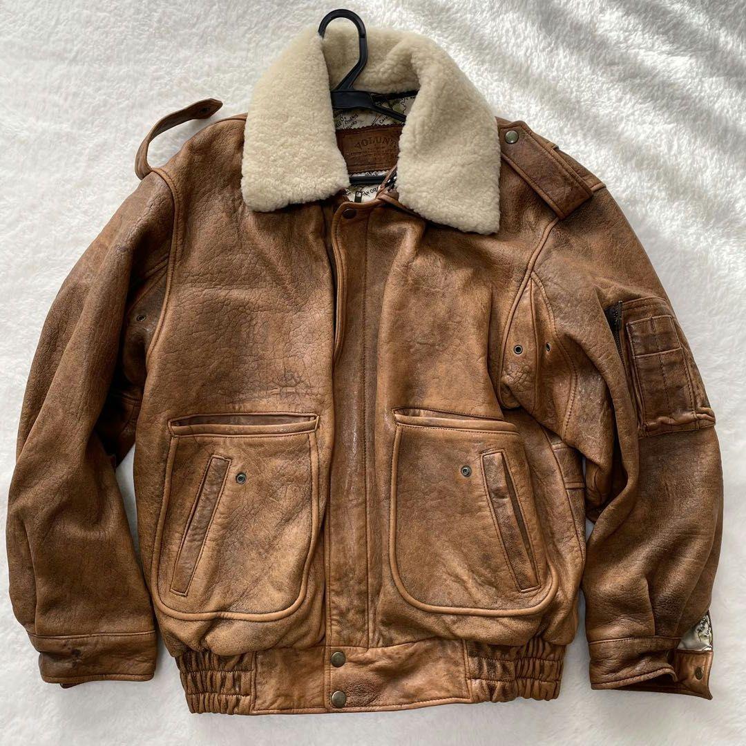 【地図柄L】VOLUNT G-1 A-2 レザー フライトジャケット　ブラウン
