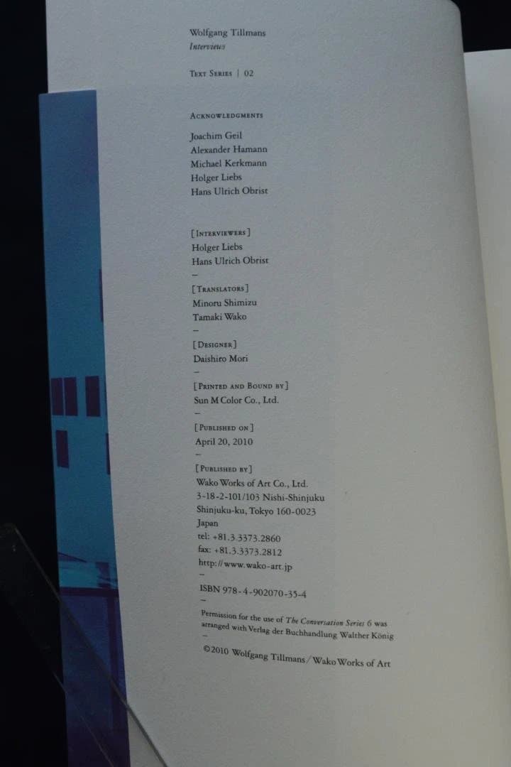 【Wolfgang Tillmans｜Interviews】★新品・未読品・美本