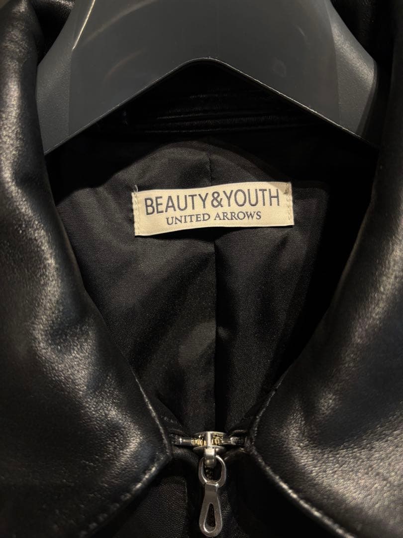 【美品】25AW ユナイテッドアローズ シープレザー ジップ ブルゾン 黒 L