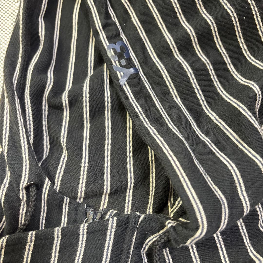 希少　Y-3　ワイスリー (Ｍ) ストライプ柄コート　フーデットコート