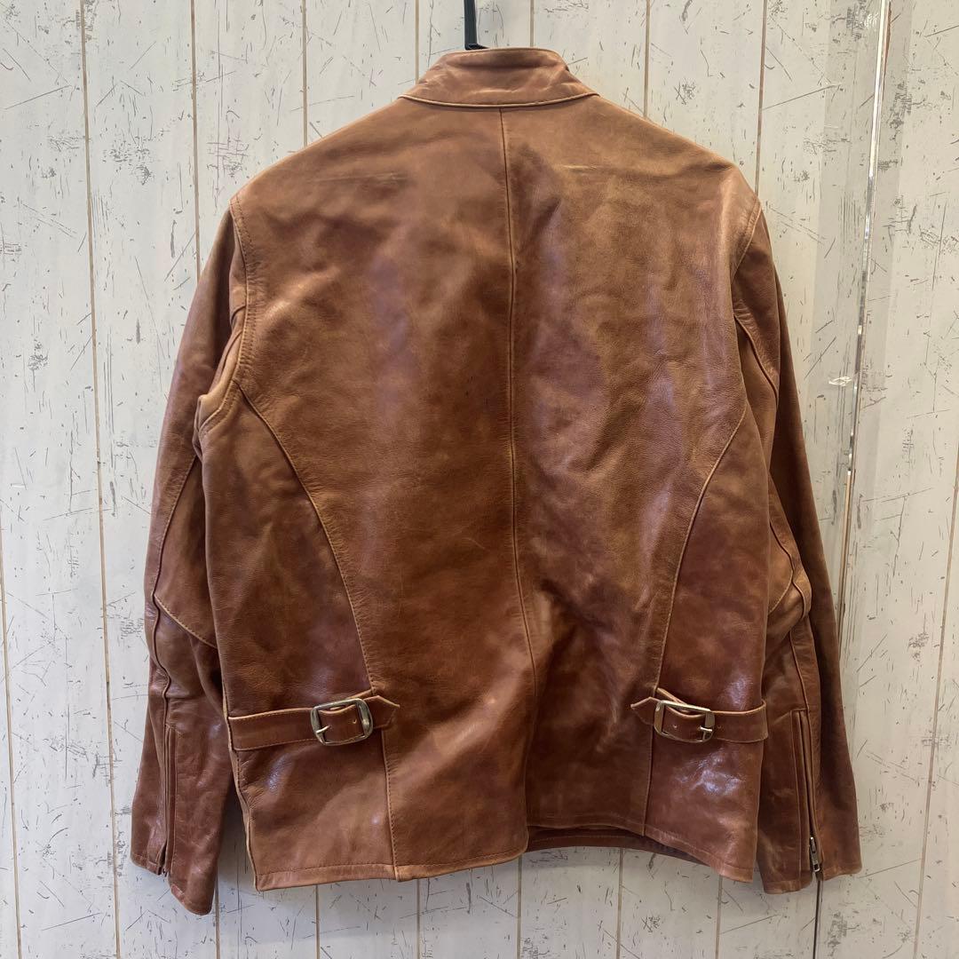 6.23 フリーダム レザーライダースジャケット ゴートレザー シングル 茶色