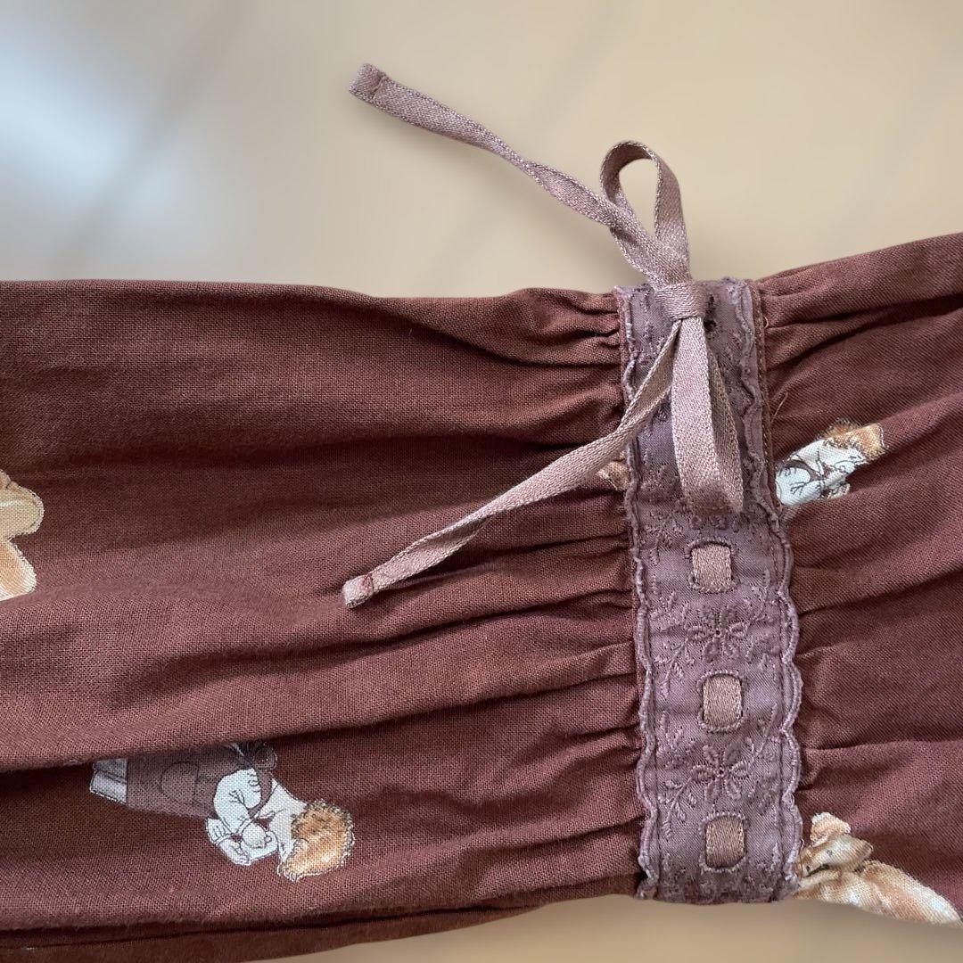 【希少】ストリートオルガン　田園詩　くまさん　ロングワンピース　ブラウン