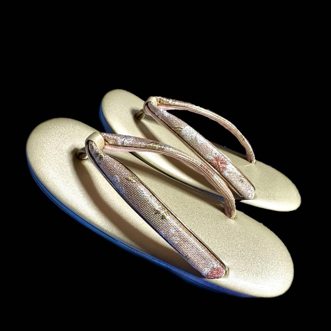 ゴールド花柄和装用バッグと草履セット