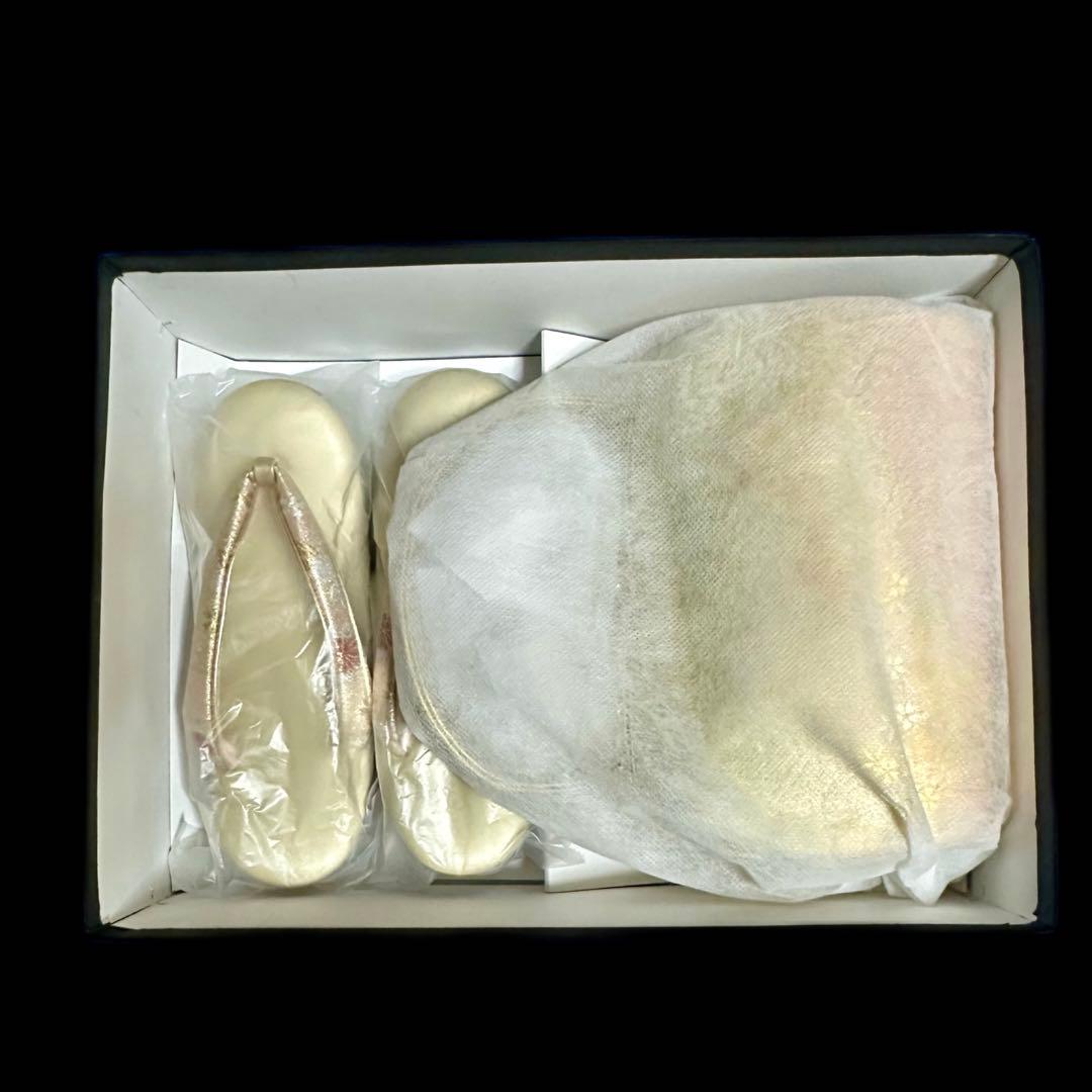 ゴールド花柄和装用バッグと草履セット