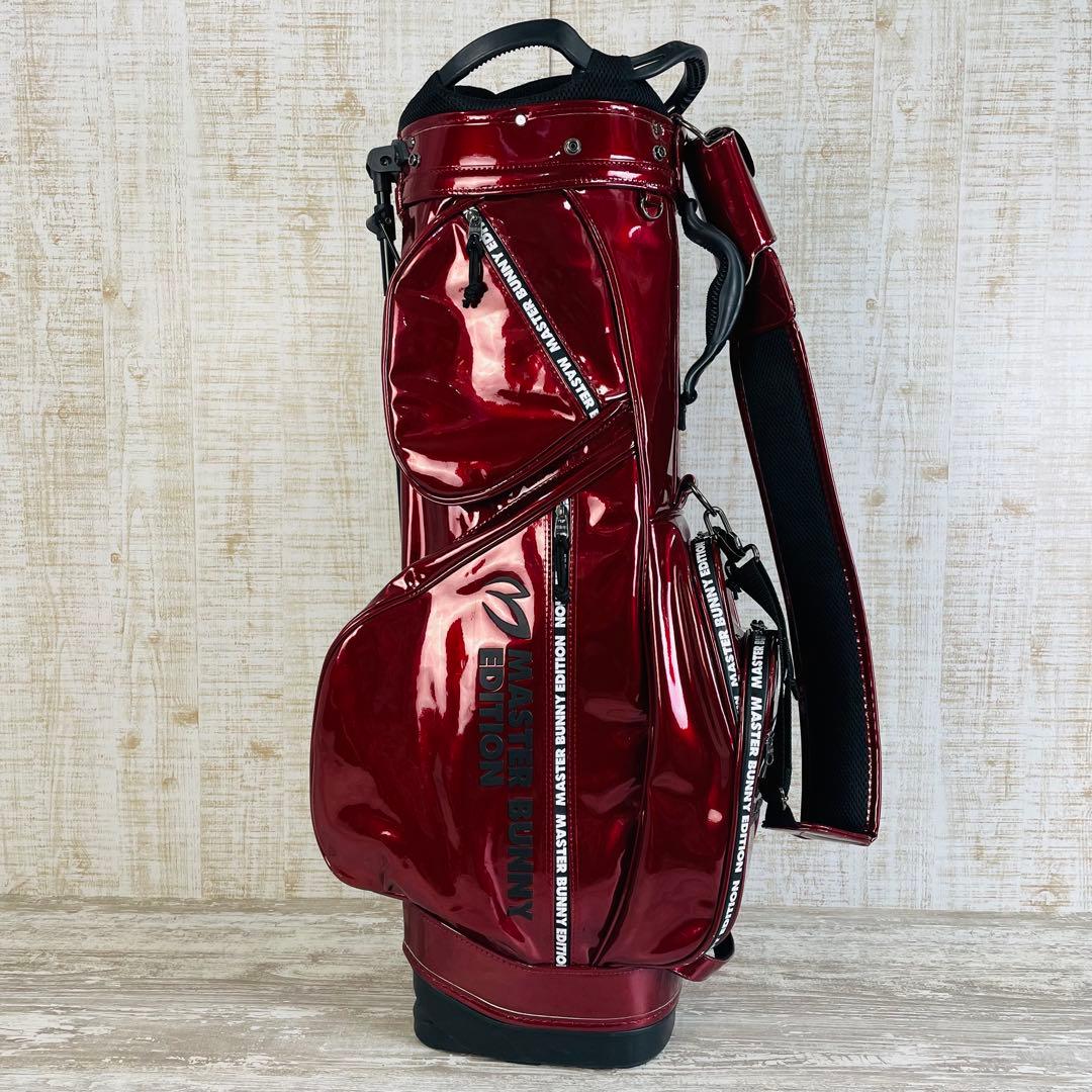 マスターバニーエディション　エナメル スタンド式 キャディバッグ ワインレッド