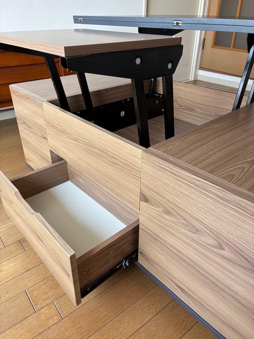 多機能 昇降式テーブル 収納付き キャスター付(トック)