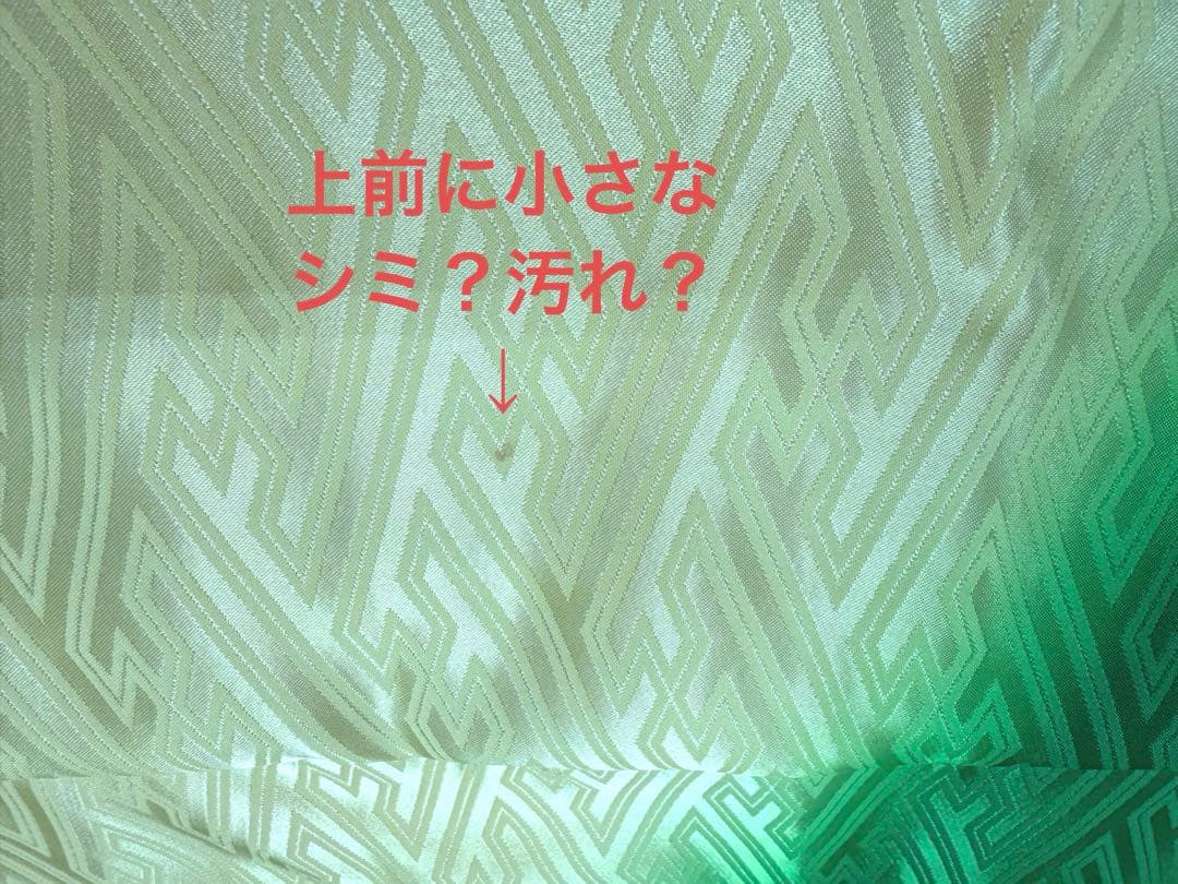 踊り絵羽（化繊）美品 光沢の美しい黄色地に緑と朱と黒と白のぼかし柄 匿名配送