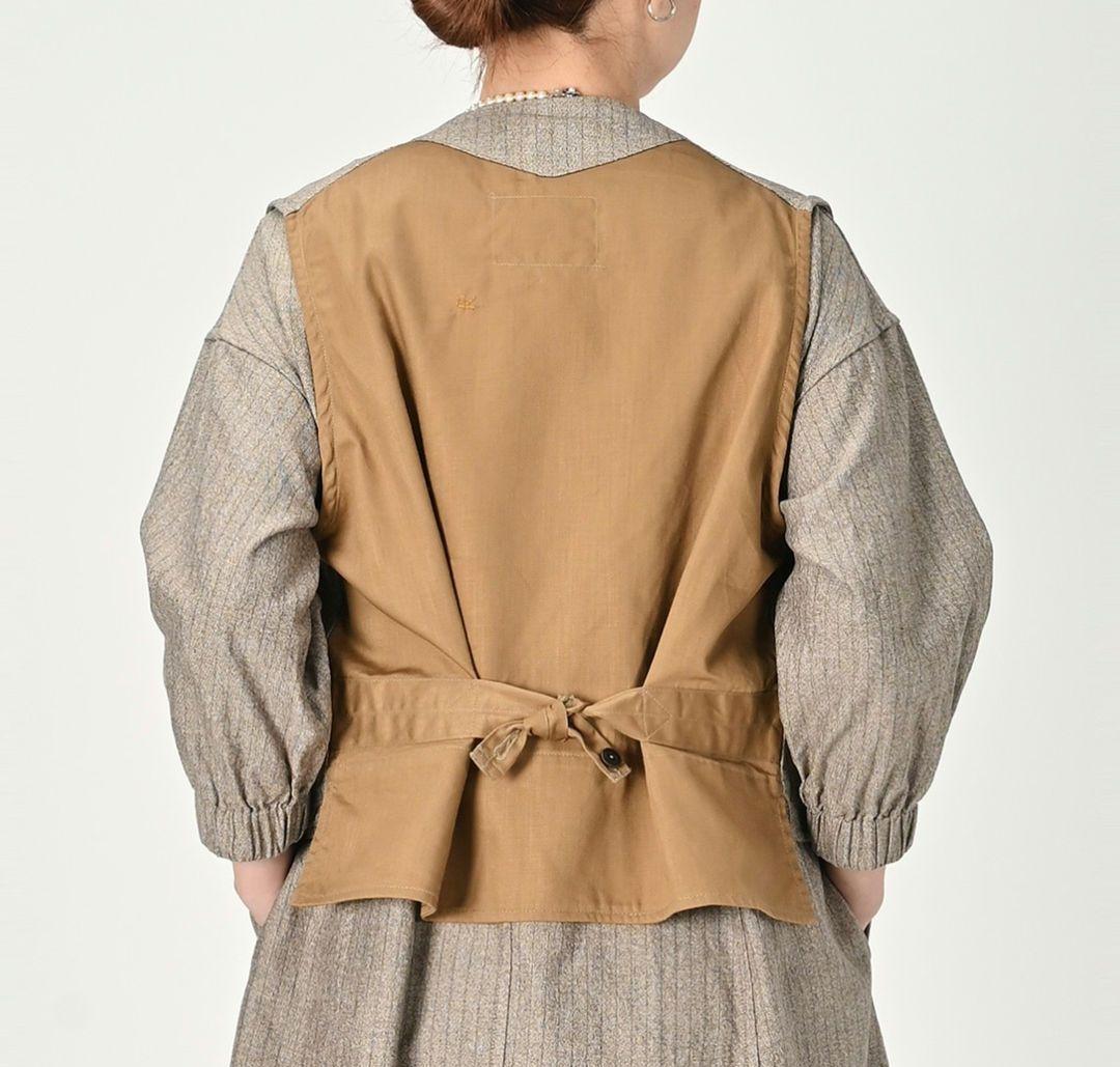 45R 拠杢コットンツィードの908ベスト　ベージュ　サイズ2　S