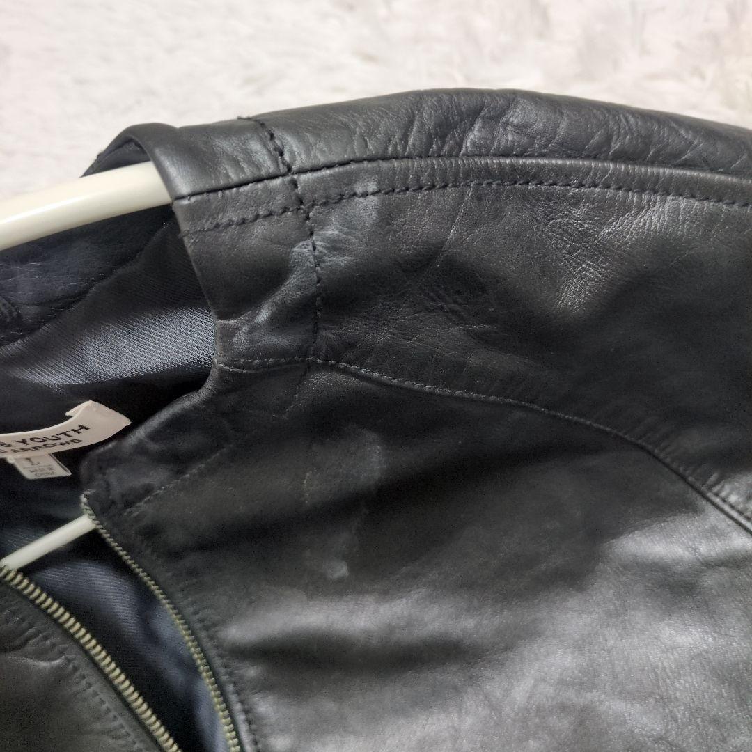 ビューティアンドユース　シングルライダースジャケット　L 牛革　黒