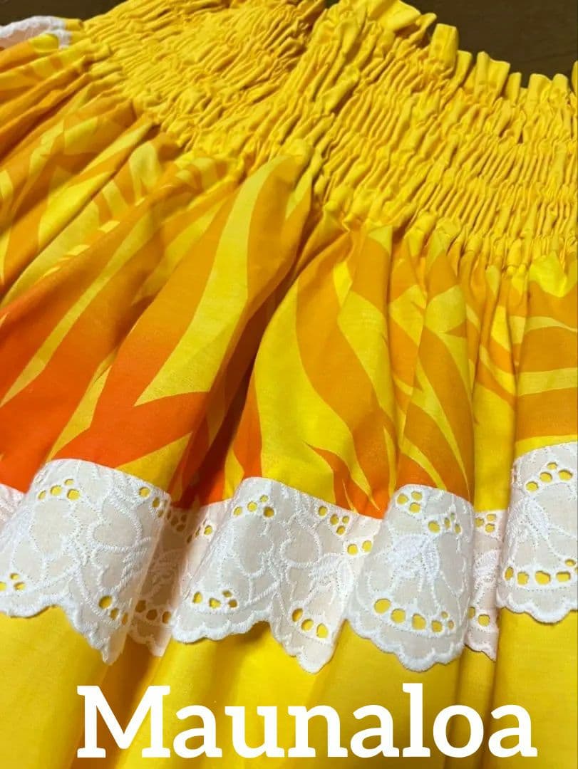 パウスカート Maunaloa フラダンス 衣装 レース フリル 斜め パウ