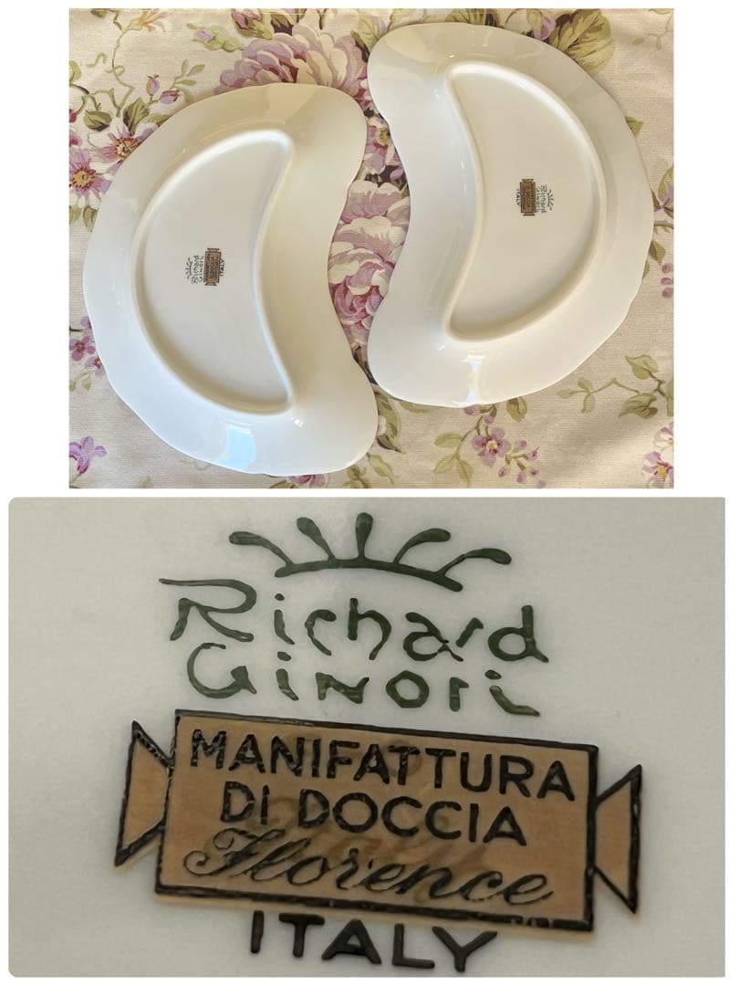 【レア美品】リチャードジノリ★アンティックローズ★クレッセント　2枚