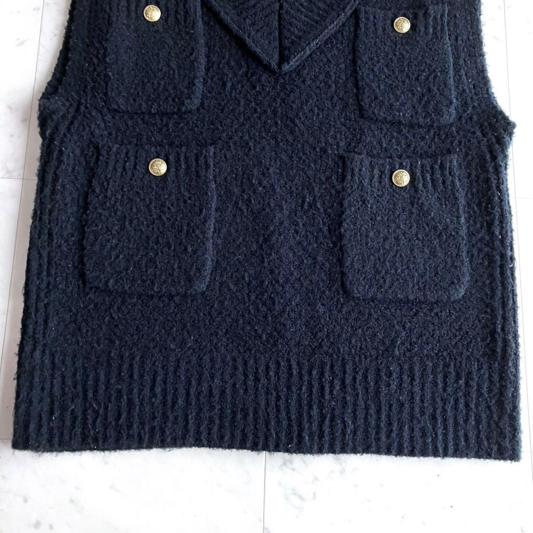 Curensology ツイーディーヤーンニットベスト ブラック