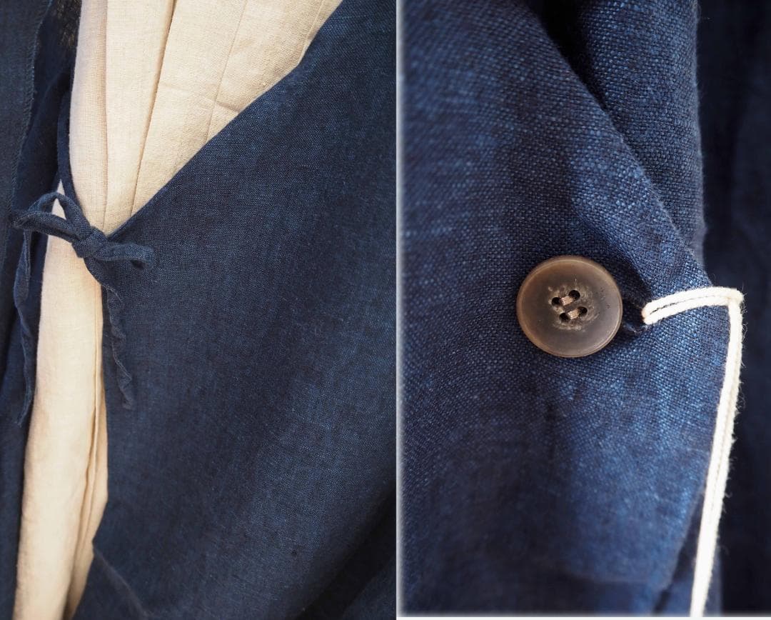 新品値引　08Mabインディゴ*ラップジャンスカワンピースジレ　9番手麻1217