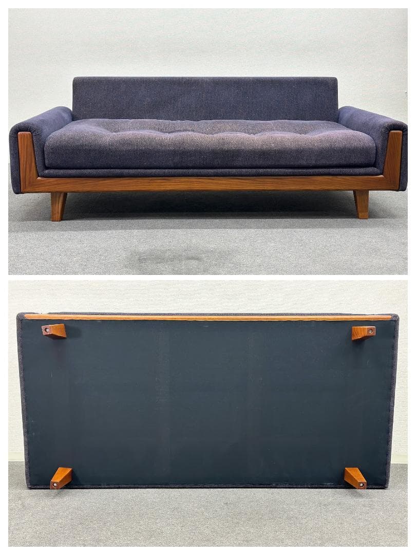 ■アクメファニチャー■ウィンダンフェザーソファ　AC01　ネイビー　3人掛け