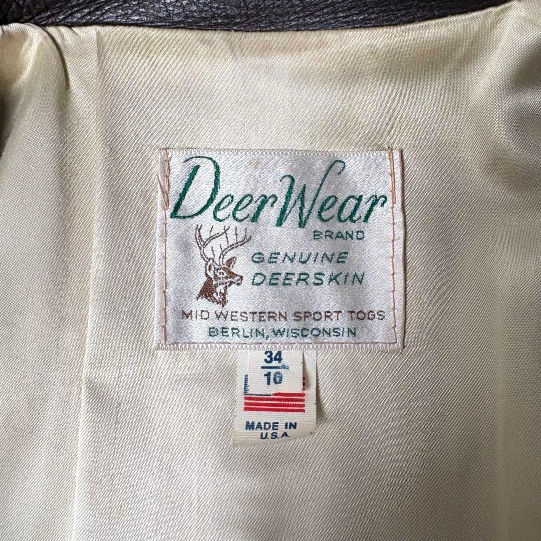 【米国製】Deer Wear レザージャケット 茶 34 鹿革 ウエスタン