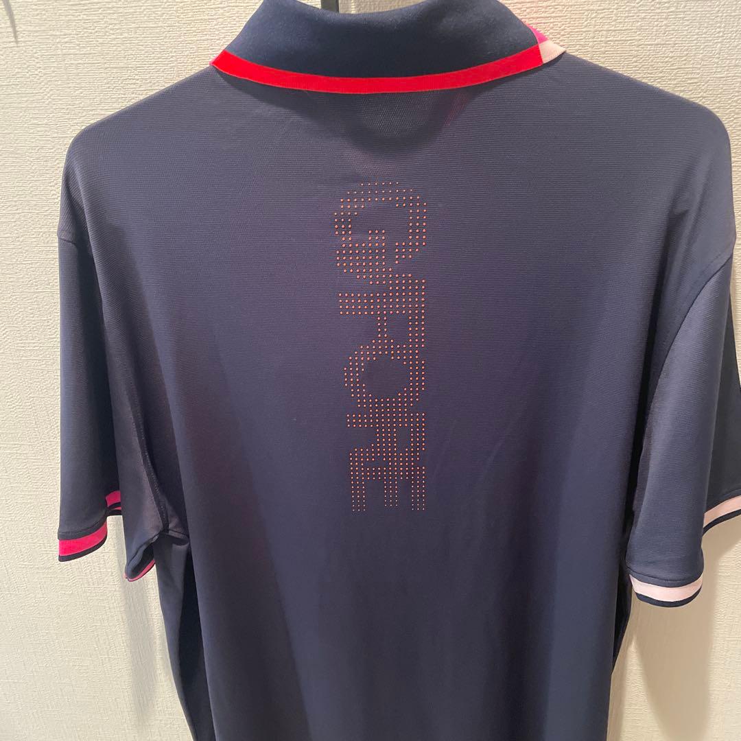 値下げ！【新品】GFORE メンズ　ゴルフ　ポロシャツ　ネイビー紺×ピンク