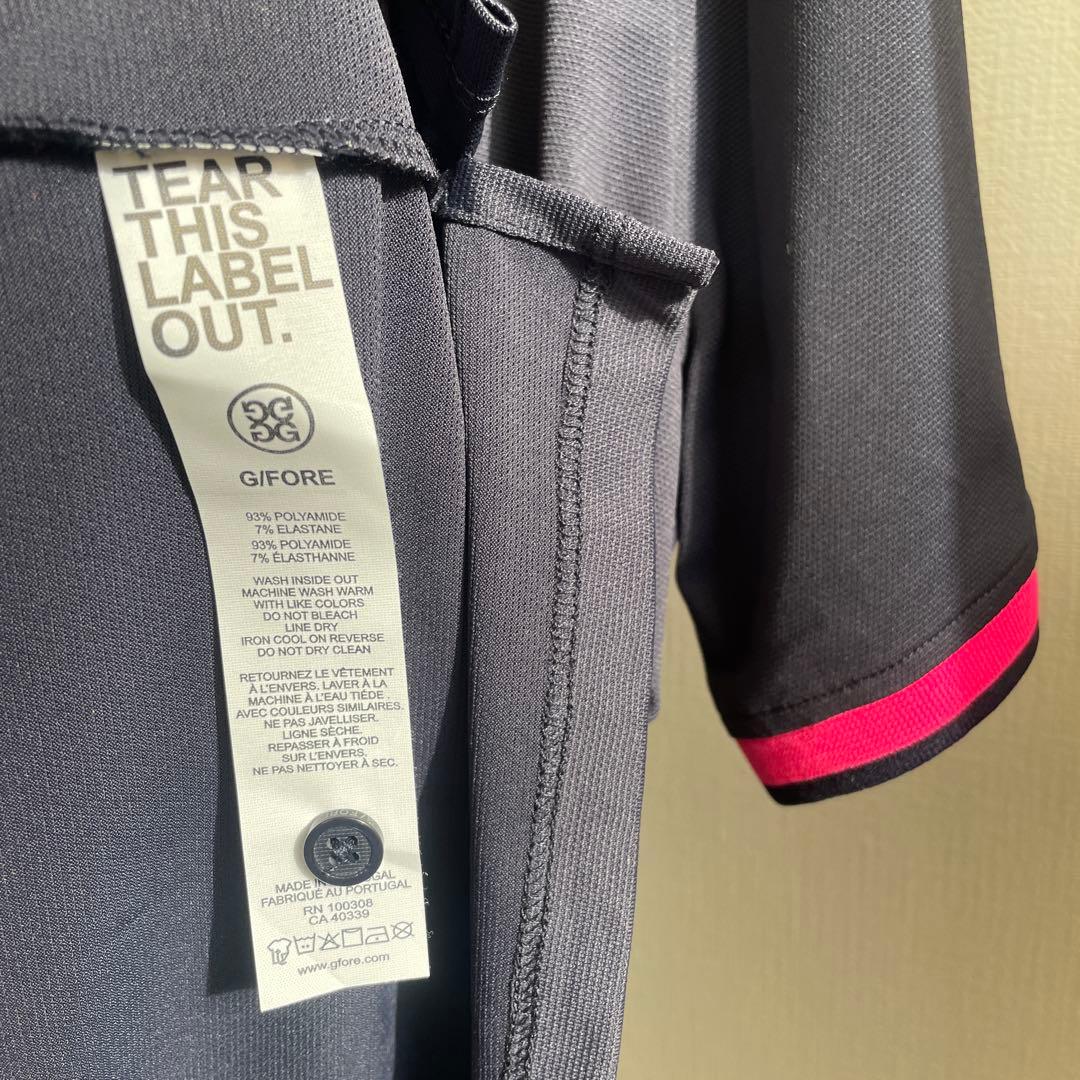 値下げ！【新品】GFORE メンズ　ゴルフ　ポロシャツ　ネイビー紺×ピンク